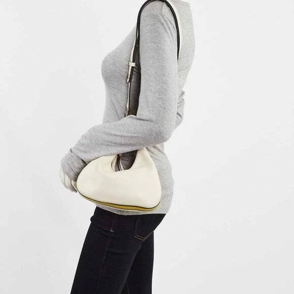 Gucci White Leather Vintage Web Small Attache Crossbody Bag - Picture 2 of 12